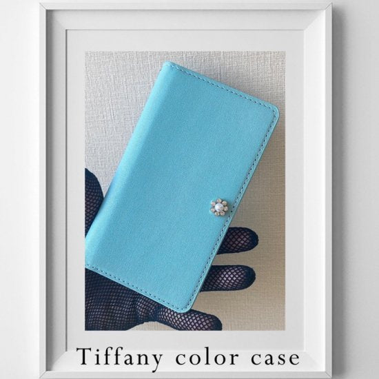 Hime.ティファニーカラーTiffany blue パールビジュースマホケース｜大人上品iphoneケース