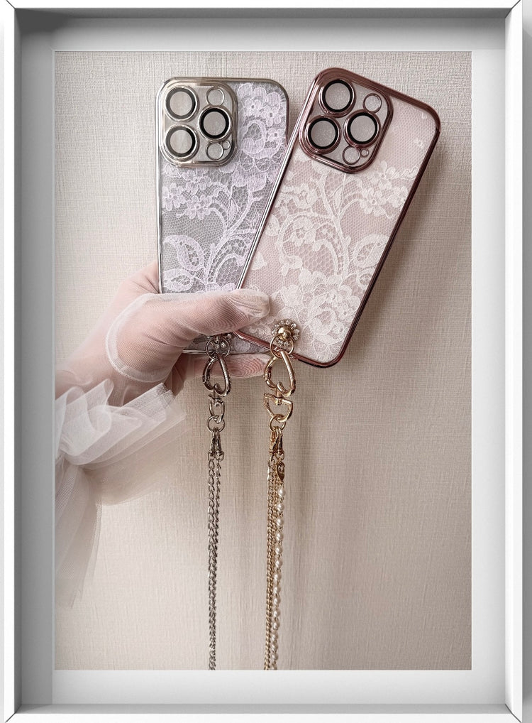 Hime. フランス製高級リバーレースハンドメイド 3wayロングチェーンオーダー iPhone ケース｜ハンドメイド＆大人可愛い（全機種Android対応）