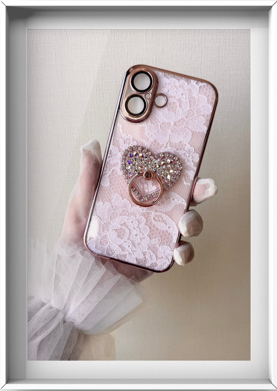 Hime. フランス製レースハートスワロフスキーリングiPhoneケース｜キラキラ×スマホケース（全機種Android対応）