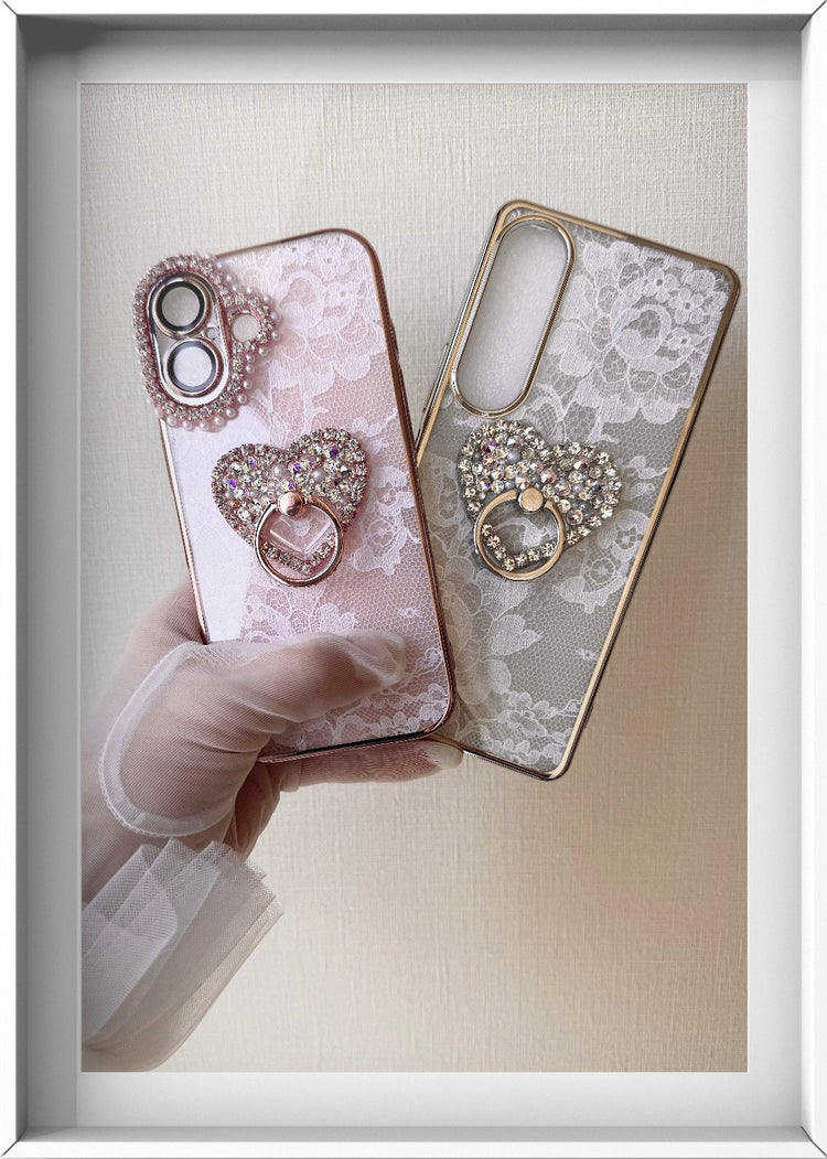 Hime. フランス製レースハートスワロフスキーリングiPhoneケース｜キラキラ×スマホケース（全機種Android対応）