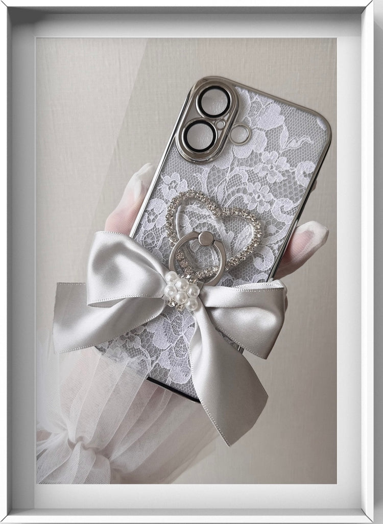 Hime. フランス製高級リバーレース×リボン付き iPhoneケース｜大人可愛い  × クリアデザイン（全機種Android対応）