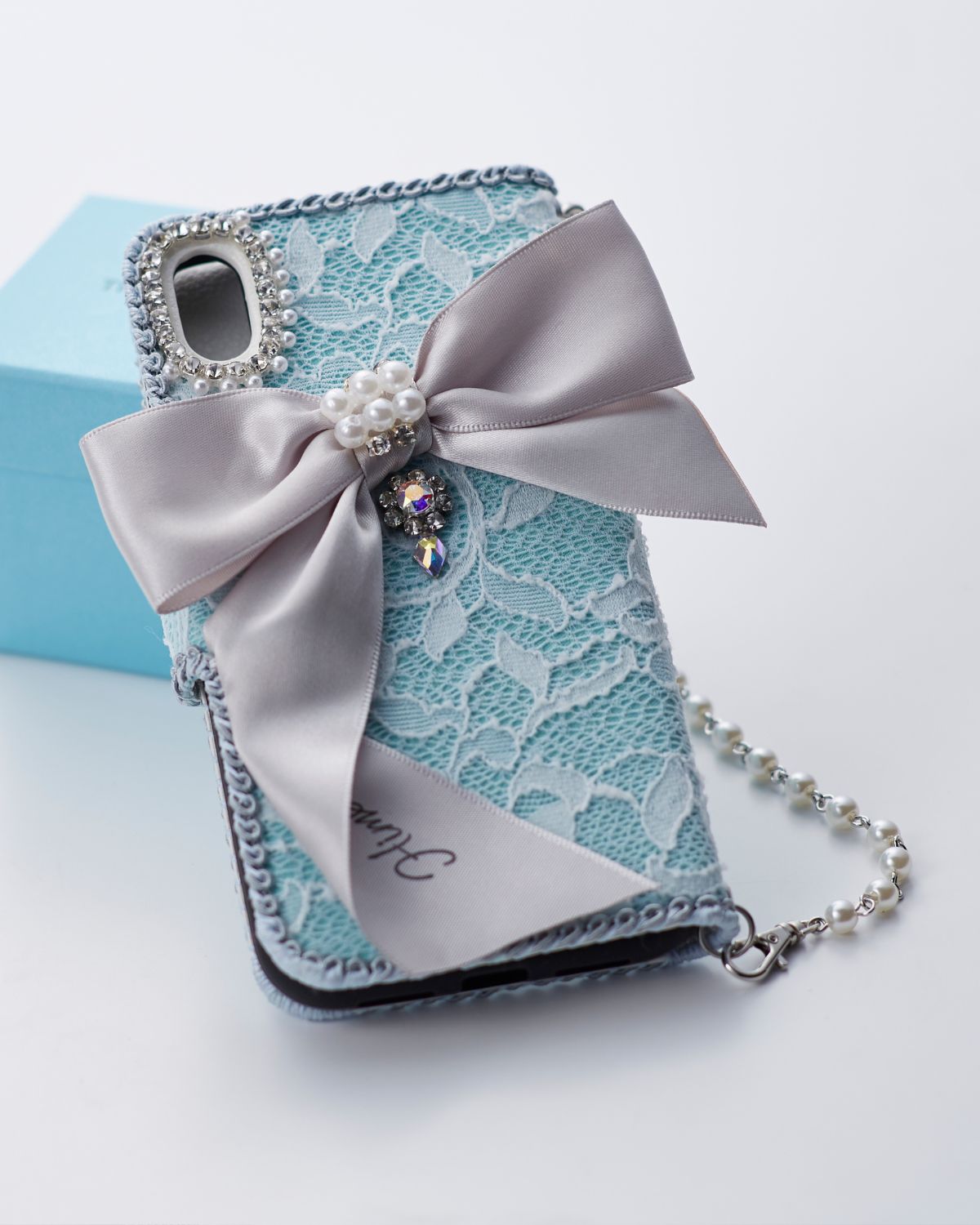 Hime. フランス製高級リバーレースハンドメイドリボン 手帳型オーダーiPhoneケース｜フランス製レース×大人可愛い（全機種対応）
